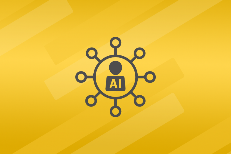 a human figure with AI on its torso is surrounded by a circle with nodes that reach out in every direction