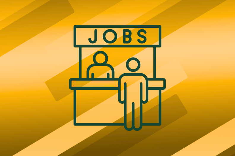 A sign with "Jobs" that redirects to the video