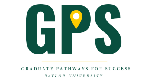 GPS logo (Graduate Pathways to Success).  The logo is made up of big green letters GPS, and the opening in the P is reshaped to resemble a map pin.